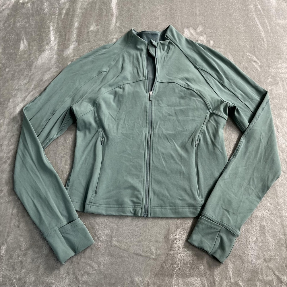 Lululemon Align Jacket Womens 12 Green Track Full Zip Thumbholes Running Yoga